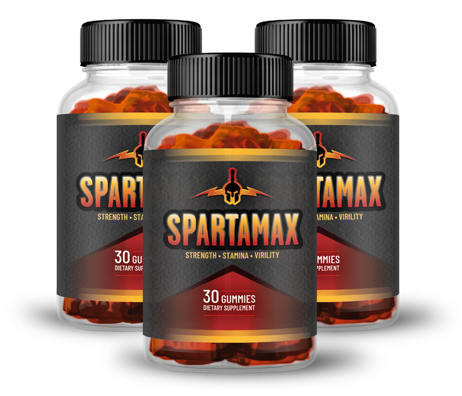 A trio of Spartamax gummy bottles